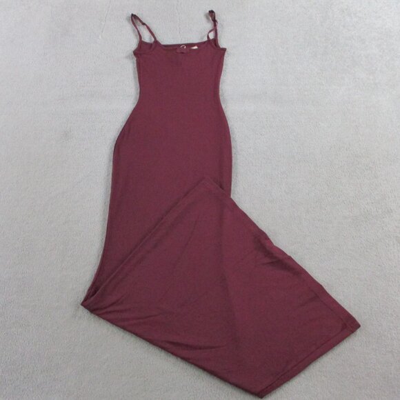 SKIMS Soft Lounge Long Slip Dress Womens XS Bordeaux Red Ribbed NWT - Picture 3 of 7